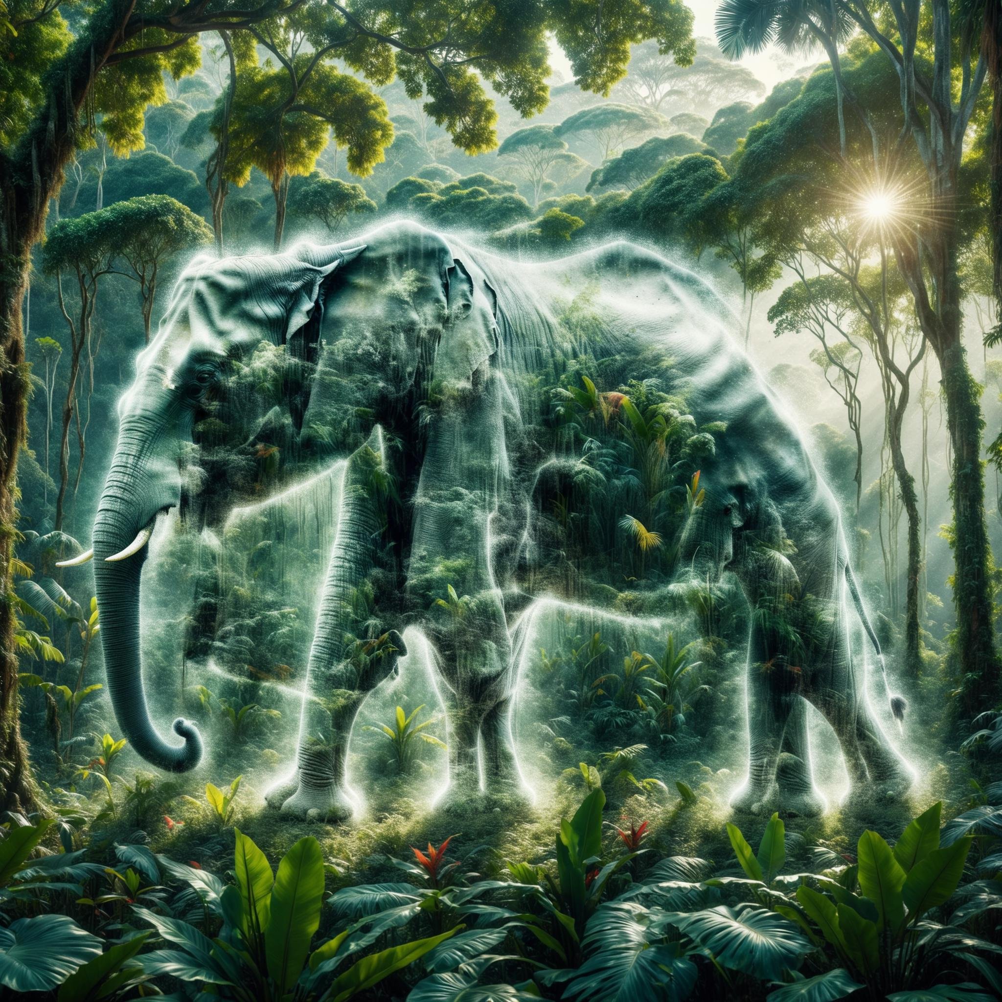 DonM3x71nc710nXL transparent fading, elephant, tropical seasonal forest,,  <lora:DonM3x71nc710nXL-v1.2-000006:0.85>