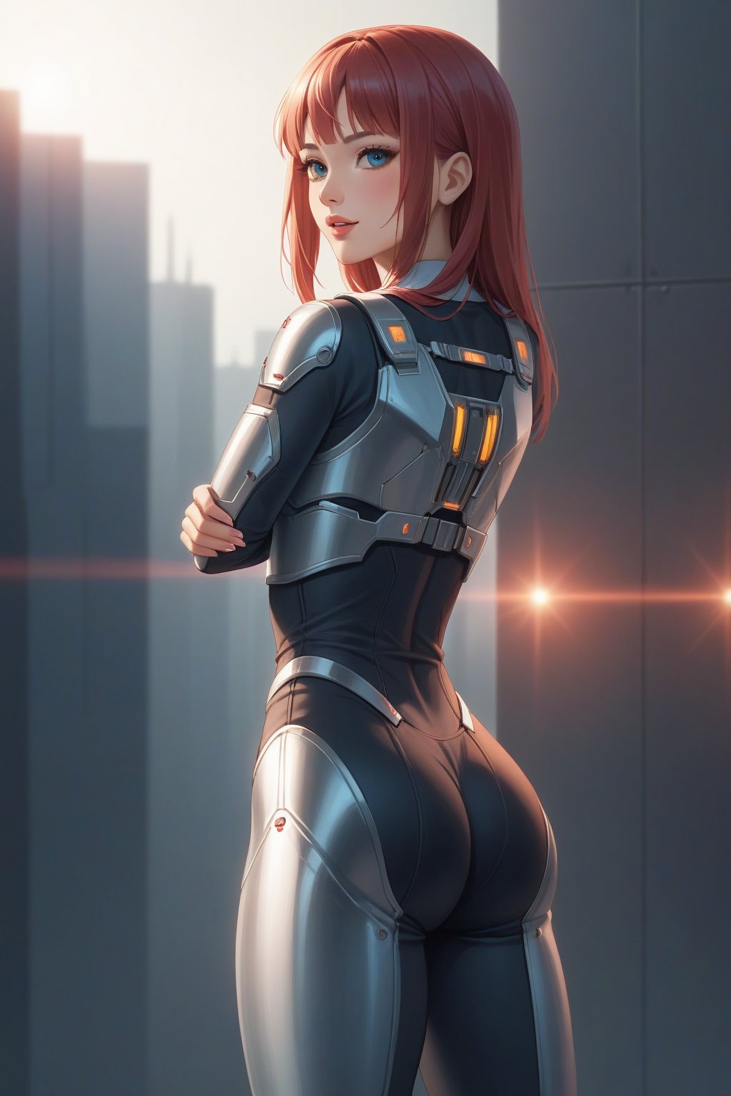 score_9, score_8_up, score_7_up, score_6_up, score_5_up, score_4_up, 
A stunningly alluring girl in futuristic mech armor stands tall in a cyberpunk city. The girl exudes sensuality with her sleek, high-tech armor that gleams in the neon-lit surroundings. Her long cascading hair contrasts against the metallic sheen, and her piercing gaze hints at a mysterious past. This captivating image of the girl combines beauty with strength, drawing viewers into the mesmerizing world of high-tech urban futurism. This vivid scene is depicted in a highly detailed digital painting that truly captures the essence of a sci-fi fantasy.
(Masterpiece:1.5), (Best quality:1.5), 8K, UHD, Anatomically correct, Absurdres, Highly detailed, High definition, Ultra-fine painting, Sharp focus, Extreme detail description, Professional, Intricate details, by FuturEvoLab, Front light, Uniform lighting, Soft shadows, Depth of field, Vibrant color palette, ,Sakura