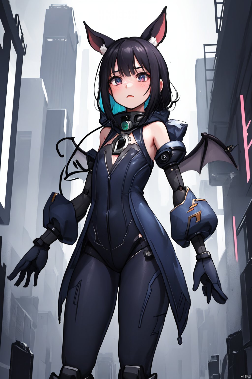  {{master piece}},best quality,illustration,1girl,small breast,beatiful detailed eyes,beatiful detailed cyberpunk city,flat_chest,beatiful detailed hair,wavy hair,beatiful detailed steet,mecha clothes,robot girl,cool movement,sliver bodysuit,{filigree},dargon wings,colorful background,a dragon  stands behind the girl,rainy days,{lightning effect},beatiful detailed sliver dragon arnour,（cold face）, myinv, (\lang lang\),, elin