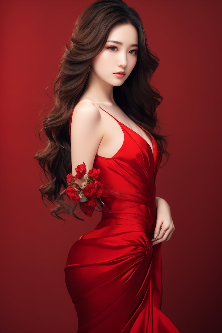 masterpiece, 16K, (HDR),(photorealistic:1.4), best quality, 1girl,rose, black hair, a femele, beautyful (hands),realhands, (wearing red dress:1.2),beautyful,simple rose background,black and rose simple_background ,full body view,((sexy pose)),xxmix_girl,LinkGirl,((random sexy pose+looking at viewers)),perfect,rosedressgirl