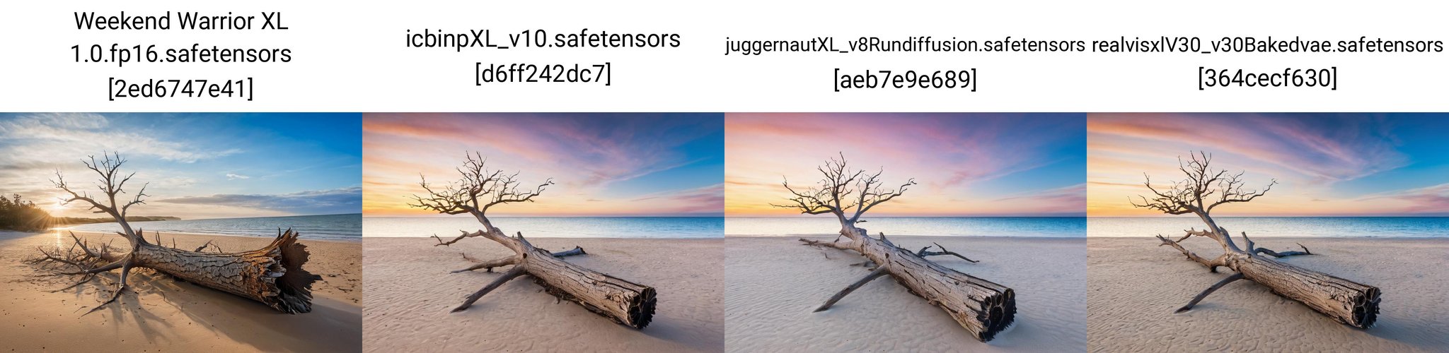 a dead tree that is sitting in the sand near the water on a beach with a blue sky and clouds, Florianne Becker, award - winning photography, a stock photo, ecological art, insane details, cinematic light, detailed, color grading, post processing, sunrise  <lora:Instant_landscaper_XL:0.7>