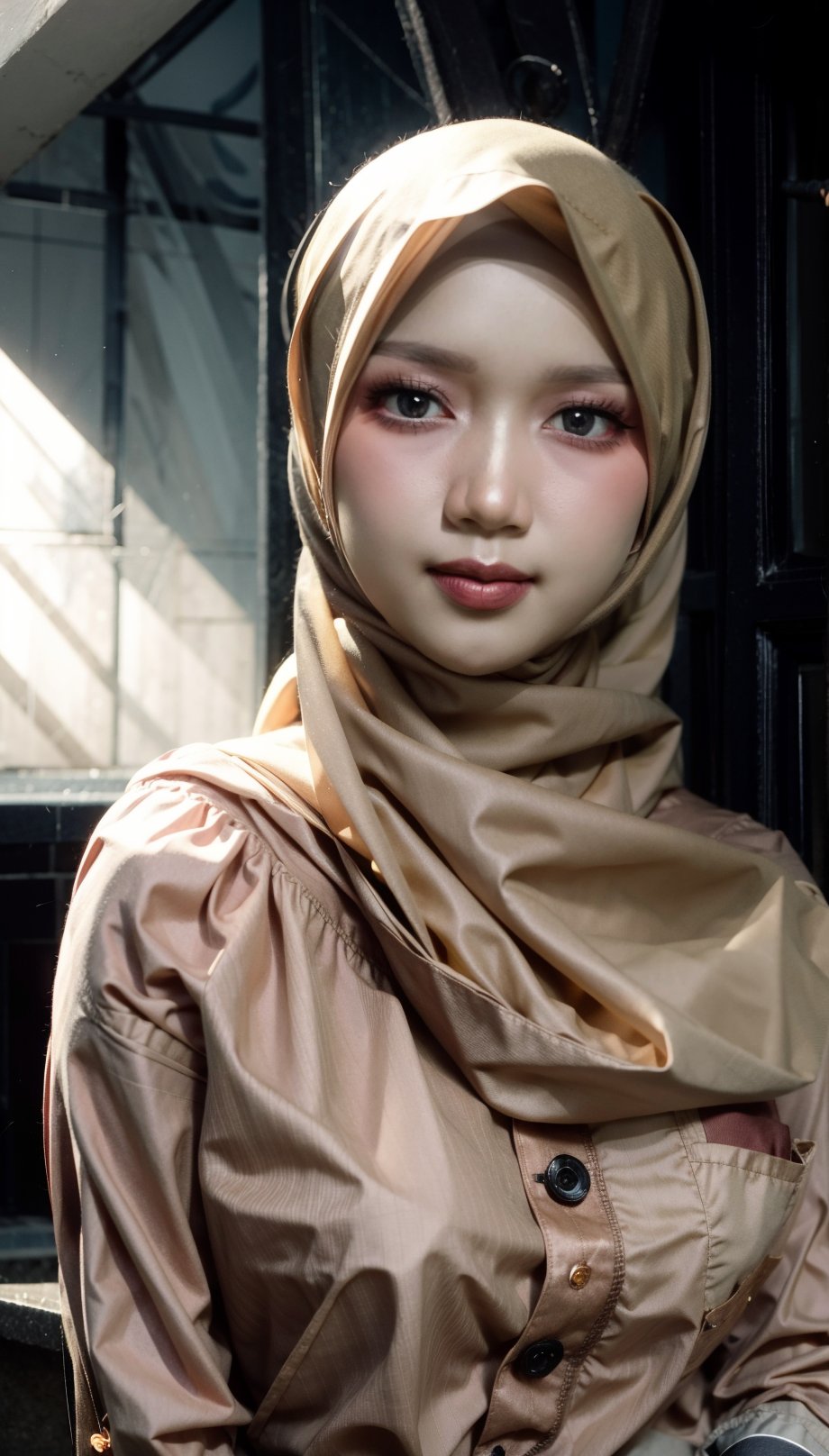 1girl, hijab, best quality, masterpiece, beautiful and aesthetic, 16K, (HDR:1.4), high contrast, bokeh:1.2, lens flare, (vibrant color:1.4), (muted colors, dim colors, soothing tones:0), cinematic lighting, ambient lighting, sidelighting,	,IM3W 