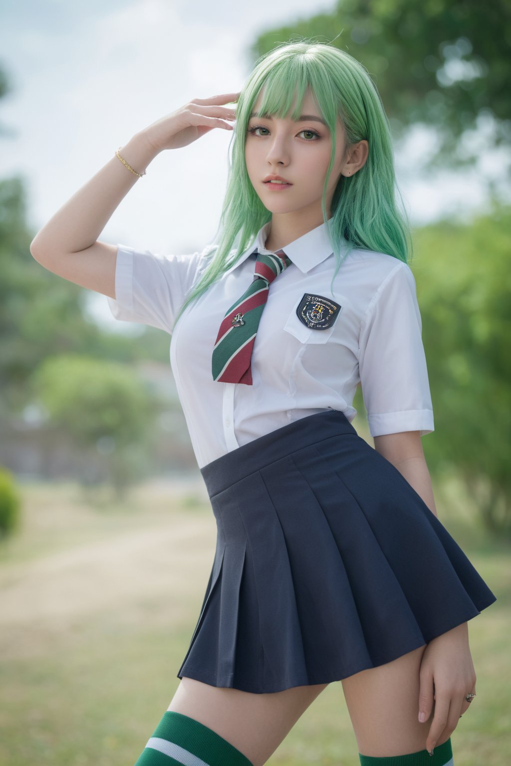 photorealistic,portrait of hubggirl, 
(ultra realistic,best quality),photorealistic,Extremely Realistic, in depth, cinematic light,

1girl, sexy pose, (light green hair,multicolored hair), full body shot, school uniform,

perfect lighting, vibrant colors, intricate details, high detailed skin, pale skin, intricate background, realism,realistic,raw,analog,portrait,photorealistic, taken by Canon EOS,SIGMA Art Lens 35mm F1.4,ISO 200 Shutter Speed 2000,Vivid picture,