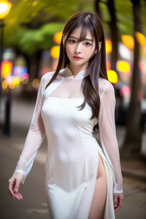 best quality, masterpiece,  Surrealism, super detail, UHD,ultra high res,realistic,RAW photo,  (photorealistic:1.4), shot by DSLR,sharp focus, depth of field, cinematic lighting, soft light, (1girl:1.3), the, looking at viewer,cowboy_shot , ,beautiful girl,aodai,vietnam