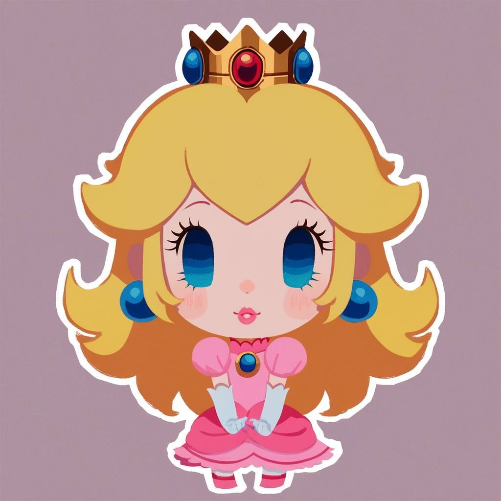 pppstyle, 1girl, solo, cute, score_9, score_8_up, score_7_up, blonde hair, princess peach, crown, pink dress