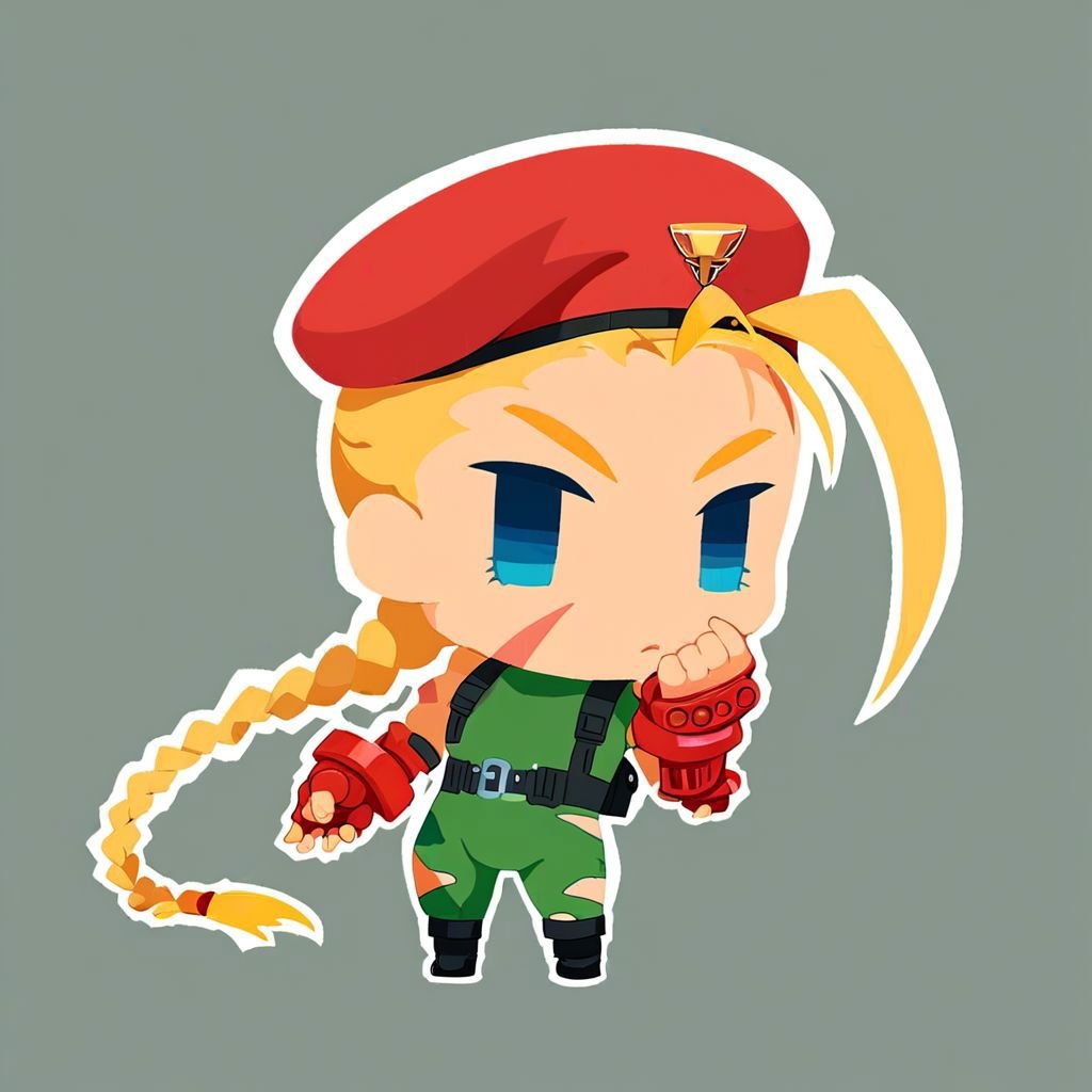 pppstyle, solo, score_9, score_8_up, score_7_up, 1girl, simple background, cammy, blonde, source_streetfighter, chibi, :<