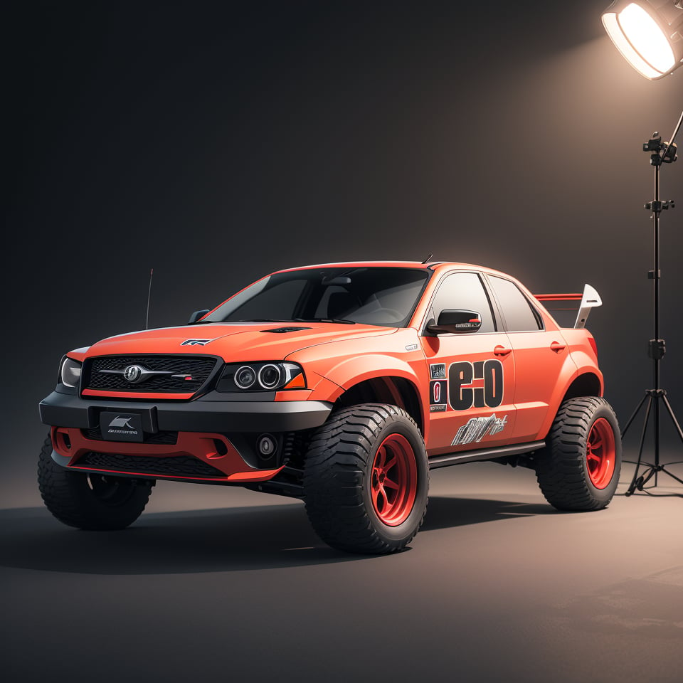 Realistic 8K rendering, (RC car:1.1), Simple studio background, Studio lighting for a cinematic look, Dynamic and photo-realistic, Capturing the RC car in real-life detail