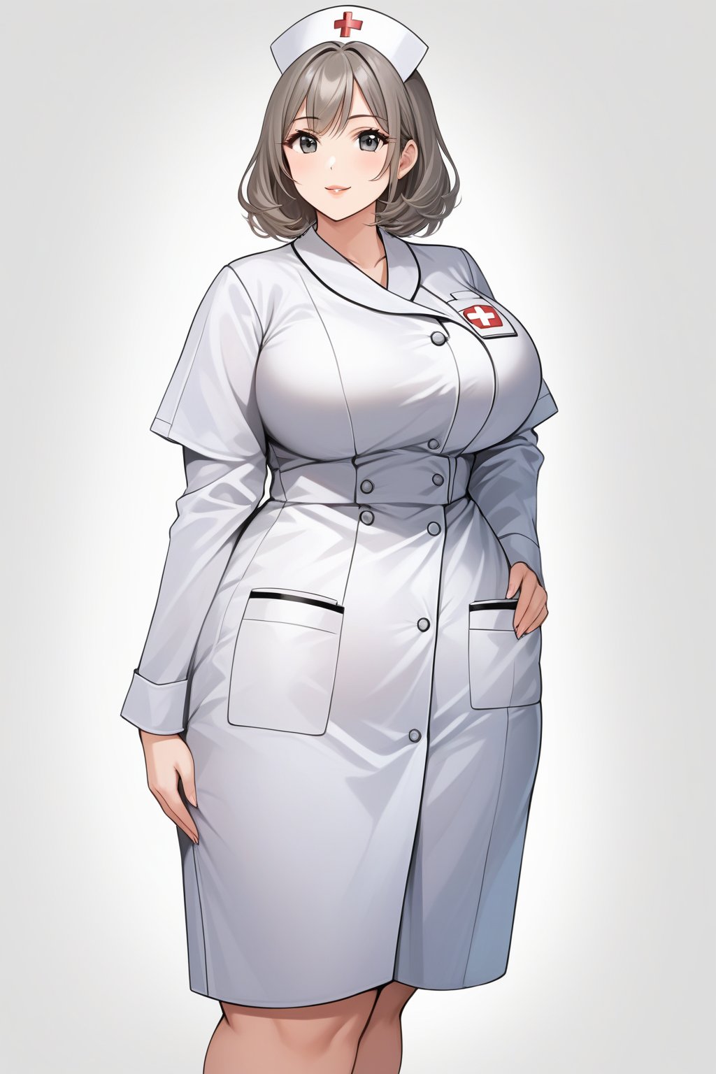 score_9, score_8_up, score_7_up, score_6_up, score_5_up, score_4_up,
1 girl, mature and beautiful girl, nurse suit, plump figure, gray gradient background, no background,