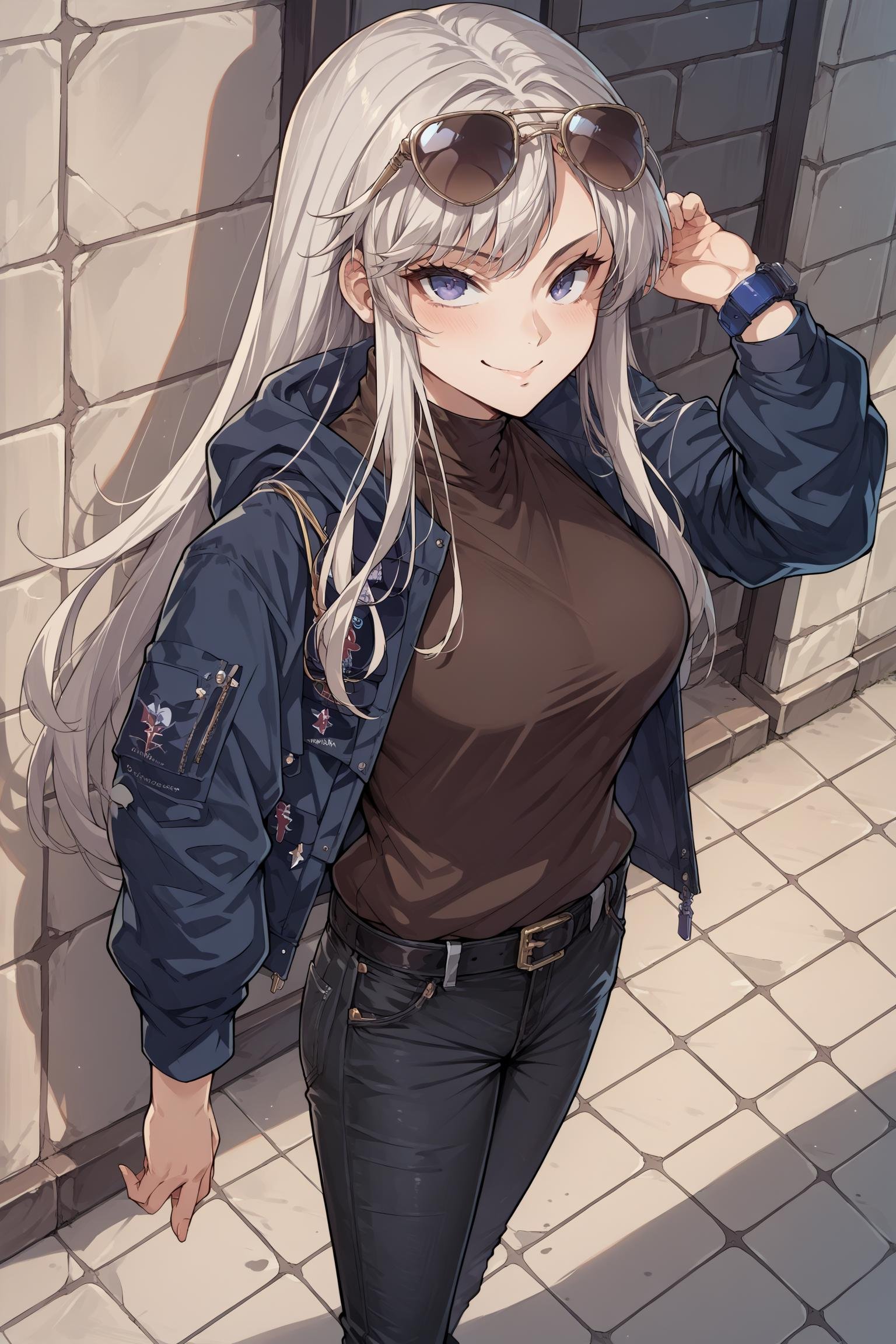 score_9, score_8_up, score_7_up, , rating_explicit,nsfw,1girl ,epcd, aviator black sunglasses, brown sweater, denim, blue jacket, belt, wristwatch, black jeans, high heel boots, dynamic angle , source_anime,  cowboy shot, naughty face, smile, <lora:EnterprisePDCAMEcomplete AL:1>