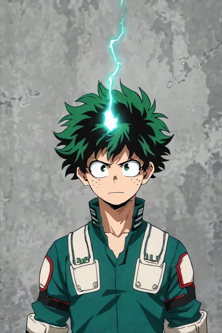 score_9, score_8_up, score_7_up, score_6_up, score_5_up, score_4_up, BREAK source_anime, anime screencap, , , , upper body, , 1boy, solo, male focus, <lora:izuku_midoriya_pony:0.74>, izuku_midoriya, , electricity, , homburg, science fiction alternate history, Hands on the back of the neck, indicating frustration or stress, <lora:sdxl_lightning_8step_lora:1>