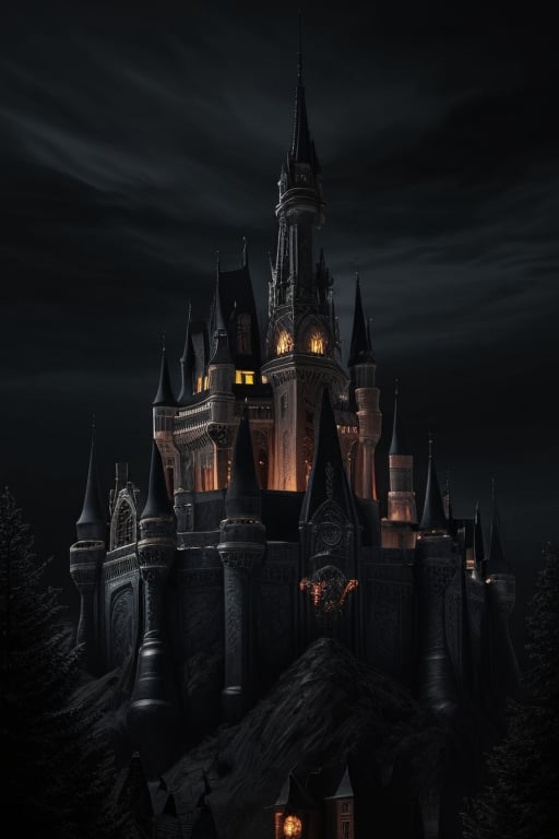 Dark_Mediaval, Background, detailed, dark, no_humans, castle, night, outdoor,photorealistic