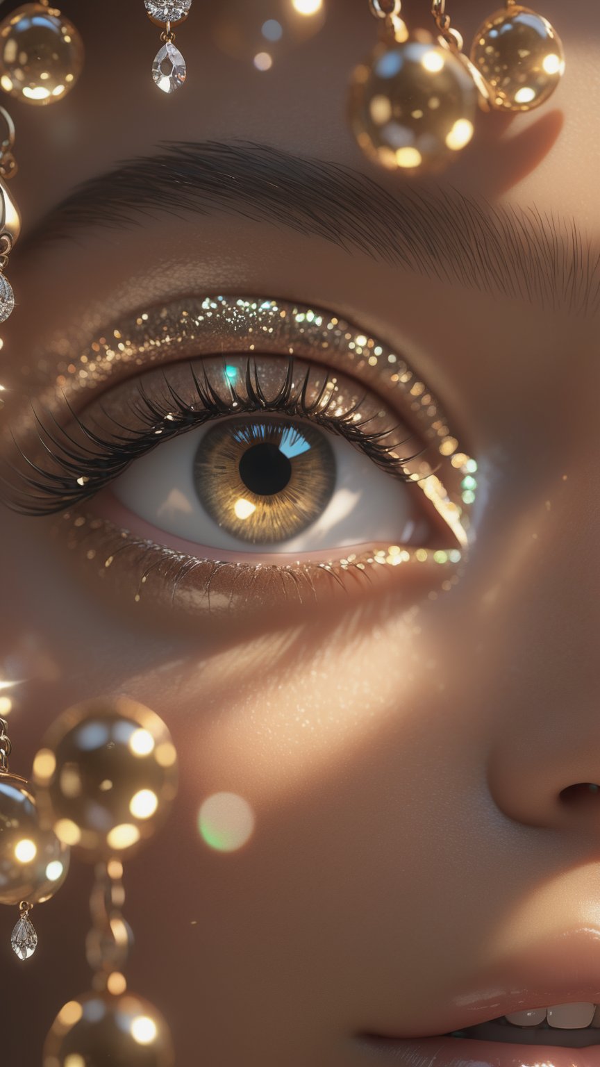 detailed eyes, Perfect features, (masterpiece), (best quality), moist skin, shiny skin, glossy skin, (good quality), intricate details, earrings, Ray Tracing, (See-through), (Bokeh), (Depth of field),