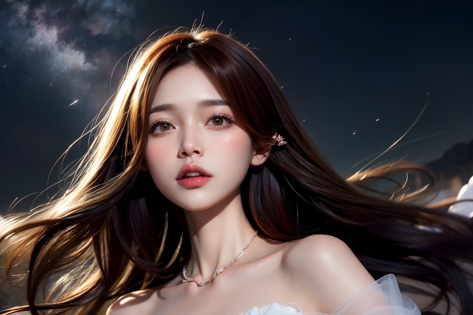 {{best quality}}, {{masterpiece}}, {{ultra-detailed}}, {illustration}, {detailed light}, {an extremely delicate and beautiful}, a girl, {beautiful detailed eyes}, stars in the eyes, messy floating hair, colored inner hair, Starry sky adorns hair, depth of field,nin