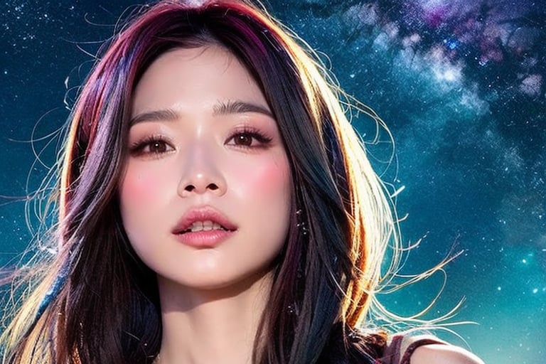 {{best quality}}, {{masterpiece}}, {{ultra-detailed}}, {illustration}, {detailed light}, {an extremely delicate and beautiful}, a girl, {beautiful detailed eyes}, stars in the eyes, messy floating hair, colored inner hair, Starry sky adorns hair, depth of field,nin