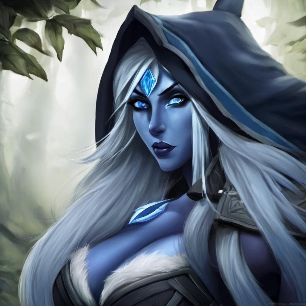 1girl, <lora:Drow:1> Drow, best quality,  blue skin, cleavage, full body