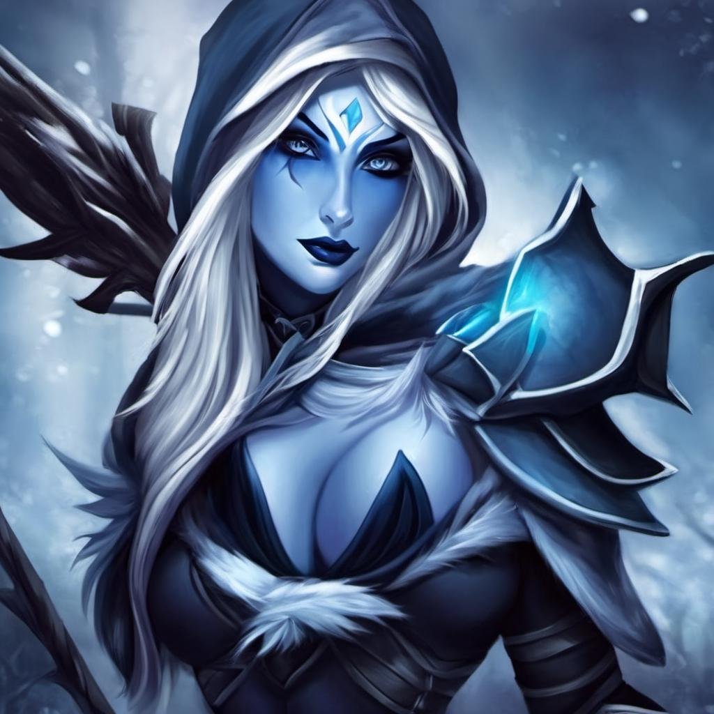 1girl, <lora:Drow:1> Drow, best quality,  blue skin, cleavage