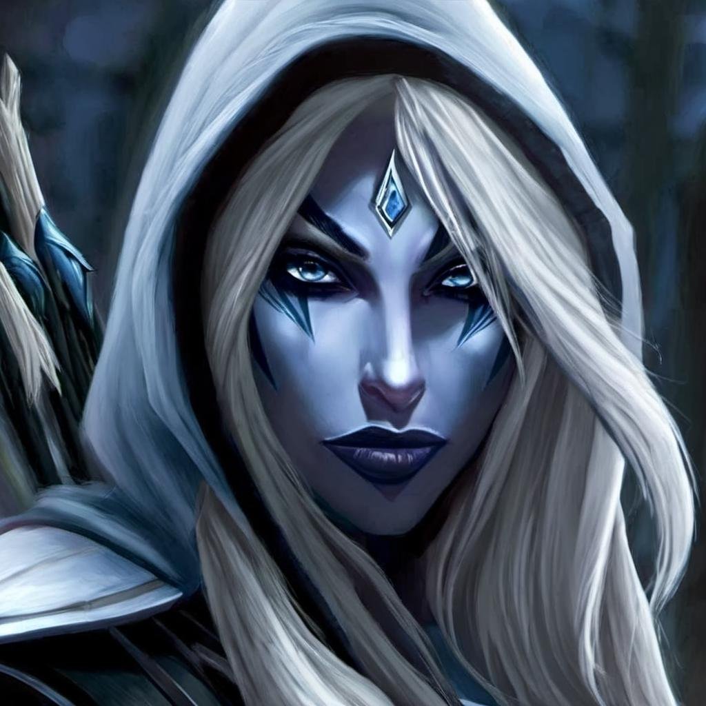 1girl, <lora:Drow:1> Drow, hood, best quality