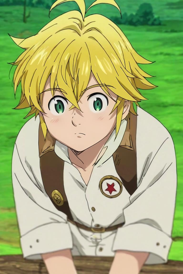 score_9, score_8_up, score_7_up, score_6_up, score_5_up, score_4_up, BREAK source_anime, anime screencap, anime coloring, , , , depth of field, 1boy, solo, male focus, <lora:meliodas_nanatsu_no_taizai_pony:0.8>, meliodas_nanatsu_no_taizai, blonde hair, green eyes, hair between eyes, biker costume, ancient rome, Leaning forward with curiosity, <lora:sdxl_lightning_8step_lora:1>