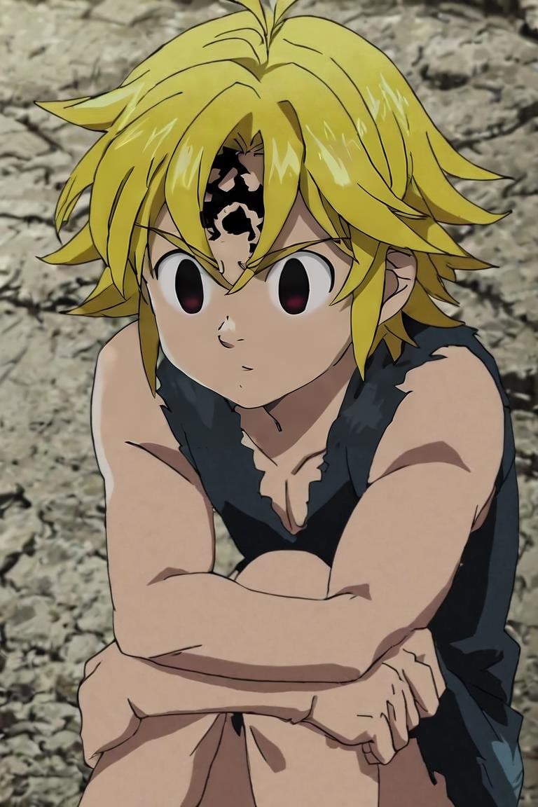 score_9, score_8_up, score_7_up, score_6_up, score_5_up, score_4_up, BREAK source_anime, anime screencap, , , , upper body, , 1boy, solo, male focus, <lora:meliodas_nanatsu_no_taizai_pony:0.94>, meliodas_nanatsu_no_taizai, facial mark, empty eyes, black eyes, forehead mark, demon form, , , caps, The Mountain of Fire, Arms wrapped around knees, showing vulnerability, <lora:sdxl_lightning_8step_lora:1>