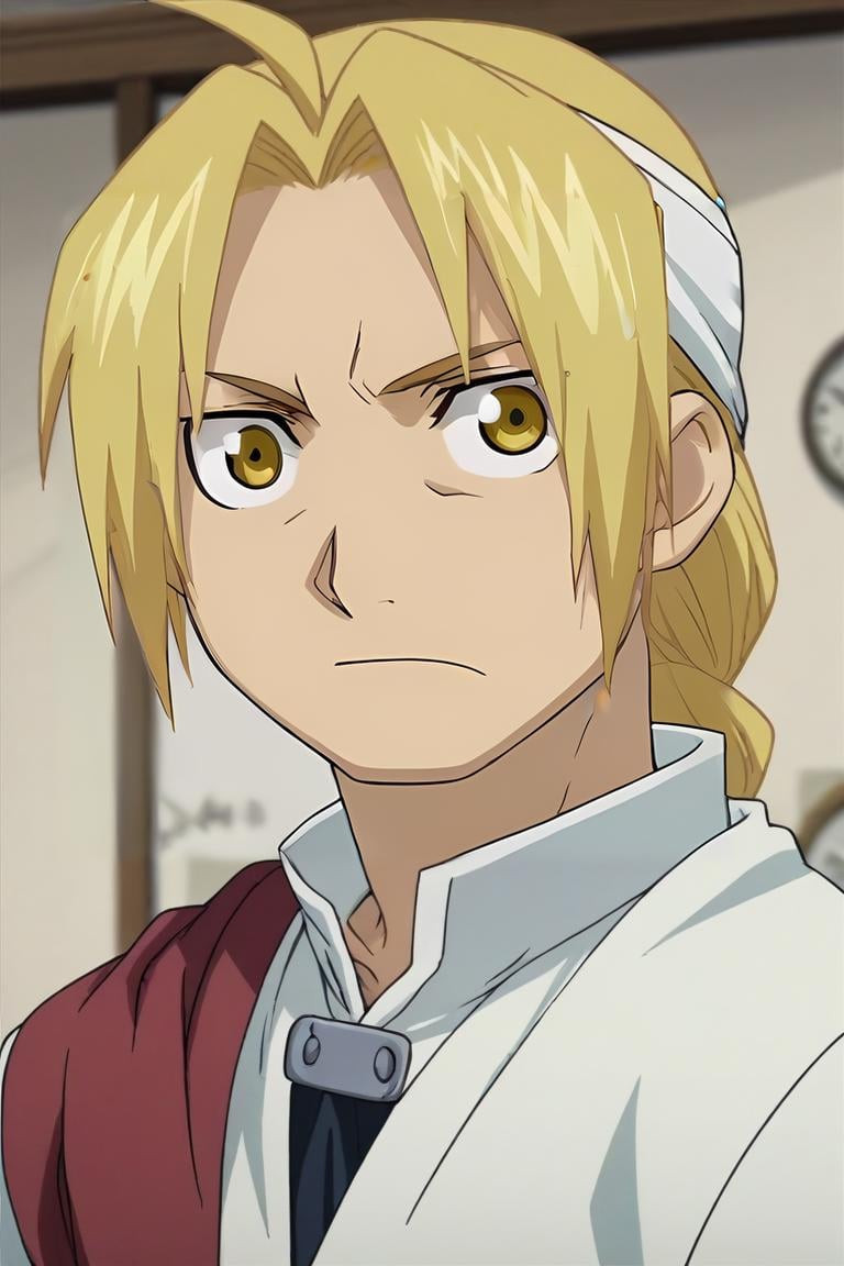 score_9, score_8_up, score_7_up, score_6_up, score_5_up, score_4_up, BREAK source_anime, anime screencap, anime coloring, , looking at viewer, , depth of field, 1boy, solo, male focus, <lora:edward_elric_pony:0.98>, edward_elric, blonde hair, yellow eyes, braid, single braid, braided ponytail, , , turban, clock tower, , <lora:sdxl_lightning_8step_lora:1>