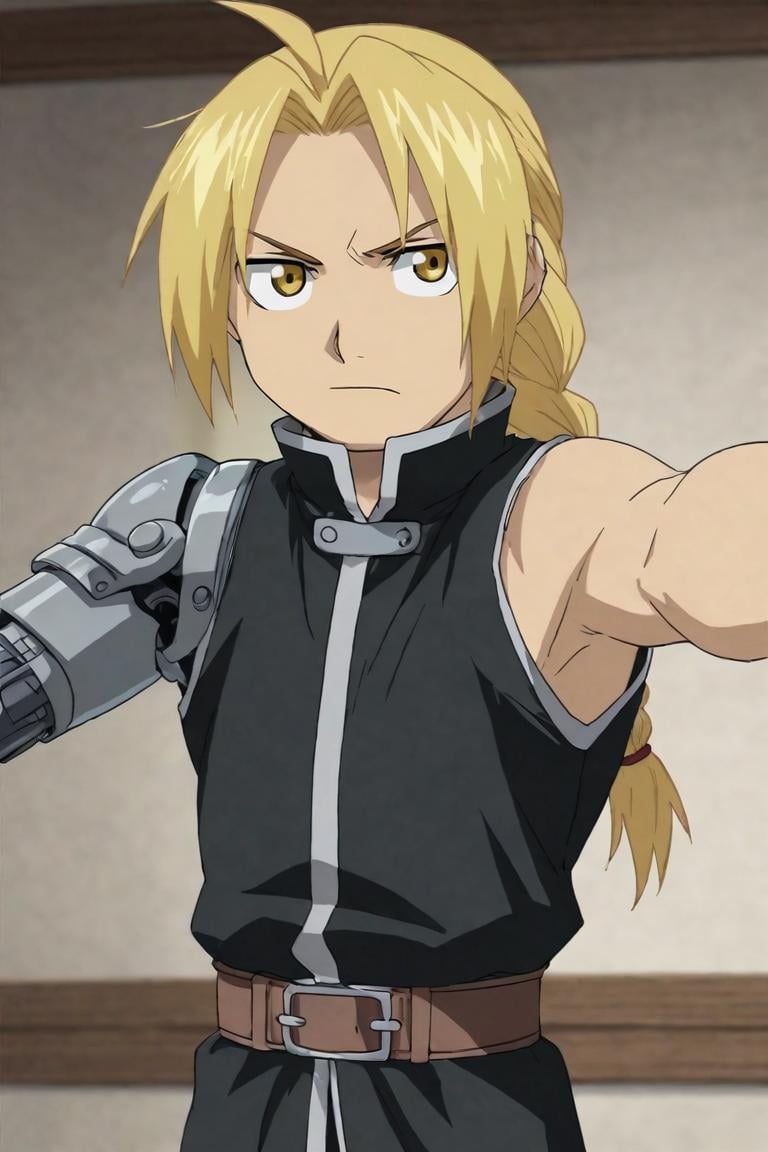 score_9, score_8_up, score_7_up, score_6_up, score_5_up, score_4_up, BREAK source_anime, anime screencap, anime coloring, official style, , , depth of field, 1boy, solo, male focus, <lora:edward_elric_pony:0.82>, edward_elric, blonde hair, yellow eyes, braid, single braid, braided ponytail, single mechanical arm, prosthesis, , slums, Arms outstretched, inviting an embrace, <lora:sdxl_lightning_8step_lora:1>