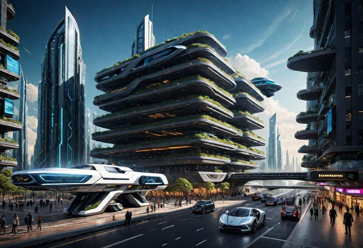 (The imagination of future cities, future buildings, future streets, future vehicles, future mass transportation, future pedestrians:1.3),Futurism style, rich light and shadow, scifi, realistic,(dark fantasy style:1.1),(creeping fog:0.9),(white and dark gray colors:1.1), (harmonious colors:1.0),[:traffic|windows|railing|stair|balcony|terrace|crowd|Sidewalk|vehicle|trees|equipment| detailed signal_details:0.7], [:marble|granite|lbrick|tile|metal|concrete|glass|foliage_material texture:0.7], (real landscape:1.1), (blurred background:1.0), (buildings|BREAK|trees|BREAK|Crowd|buildings|BREAK|trees|BREAK|Crowd|buildings|BREAK|trees|BREAK|Crowd:0.5), [(background, more_details:0.3), (more_details:0.6), (more_details:0.9), (more_details:1.2):0.65],easynegative, BadDream, great lighting, clear