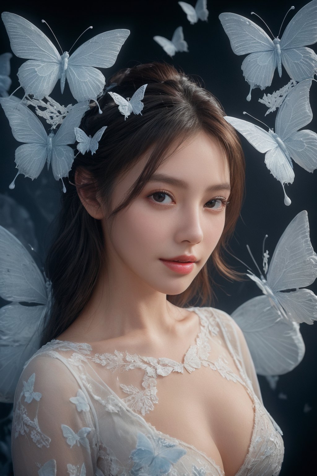 (ultra realistic,best quality),photorealistic,Extremely Realistic, in depth, cinematic light,butterfly\(hubggirl)\,

intricate background, realism,realistic,raw,analog,portrait,photorealistic,
