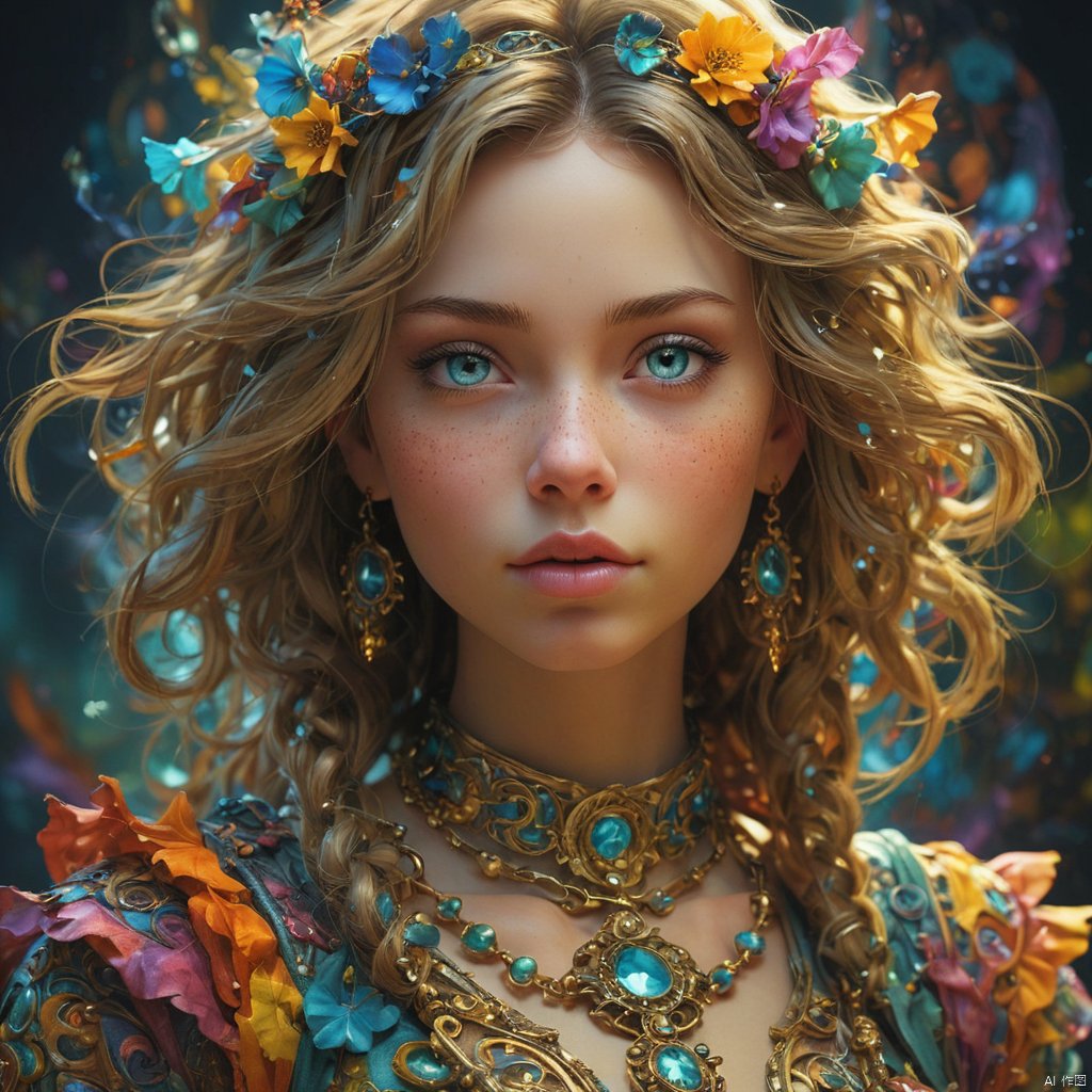  1girl,Authenticity,

magical radiance, Concept art,
fractal, colorful, depth of field , vivid colors, 
﻿