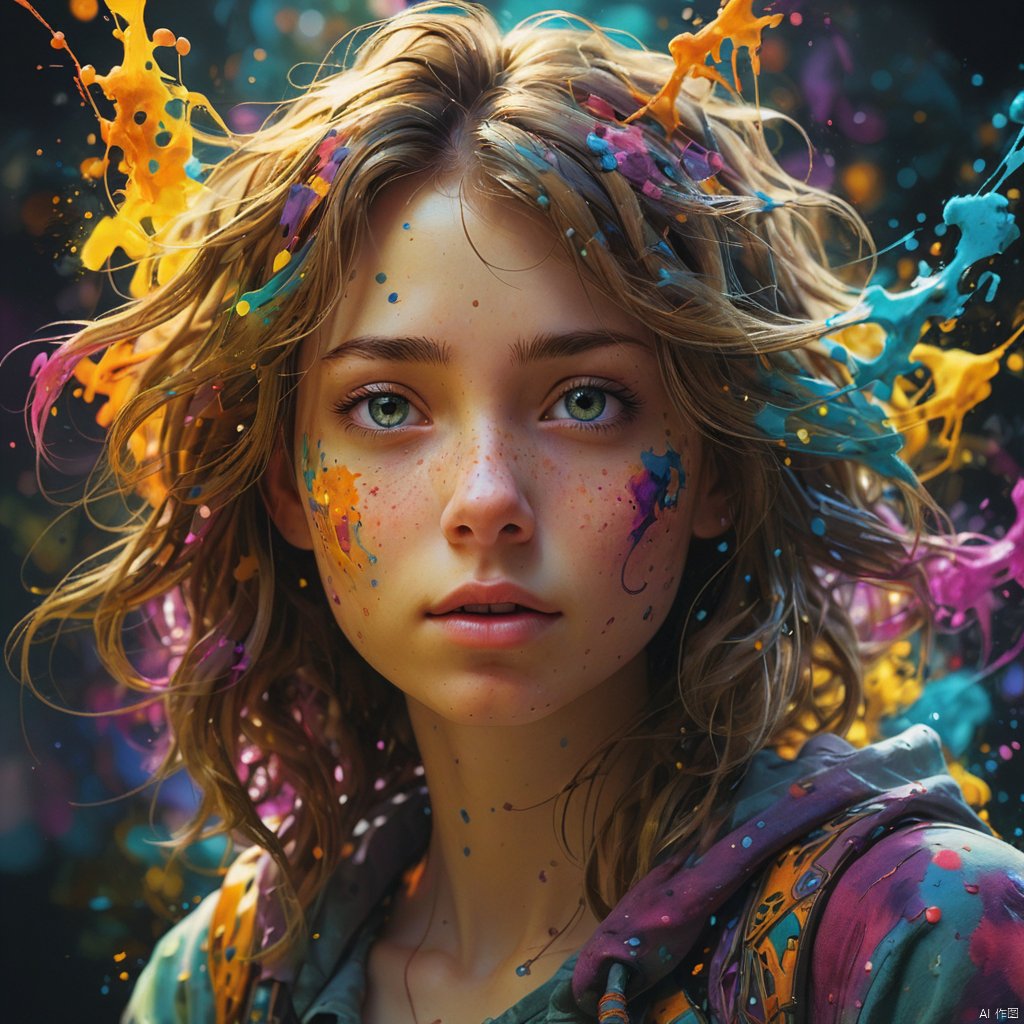 1girl,

magical radiance, Concept art,depth of fieldm, realistic, fractal, colorful, depth of field, vivid colors, volumetric lighting, ink stains, ink splatters, ink runs, ink spots, faded ink linquivera