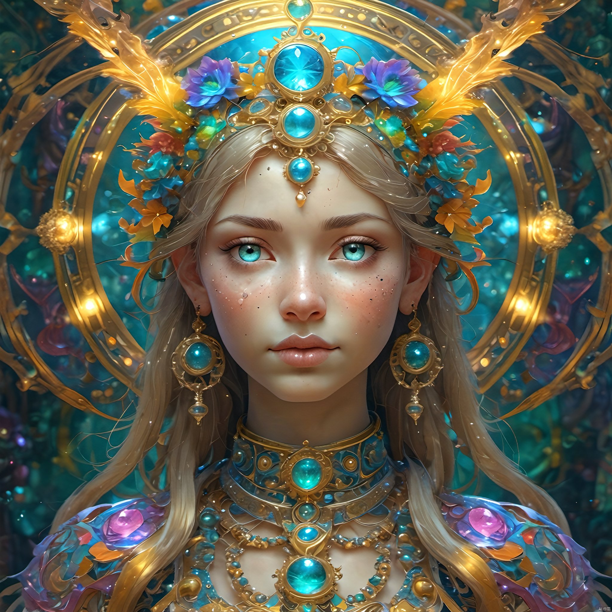 1girl,Authenticity,

magical radiance, Concept art,
fractal, colorful, depth of field , vivid colors, 
﻿