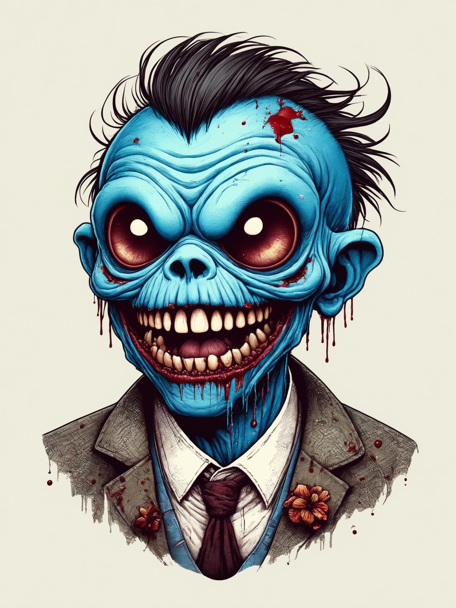 Hello Stitch zombie, in alex pardee style, in Asaf Hanuka style, vector art by Alex Petruk APe, one character <lora:grainy1+2+3-0.125:0.8>