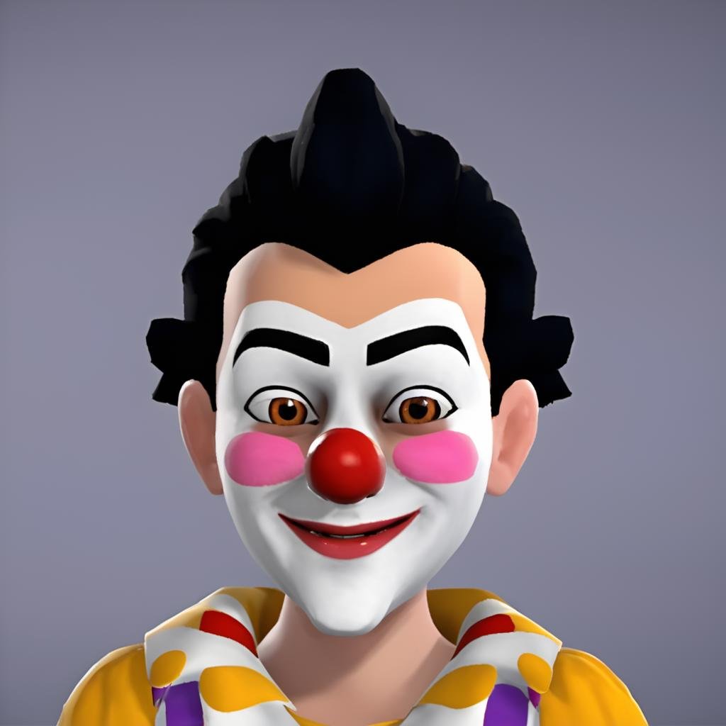 Clown, portrait, face focused, xbox avatar, <lora:XboxAvatarConfig4SNRWithTENoRP:1>