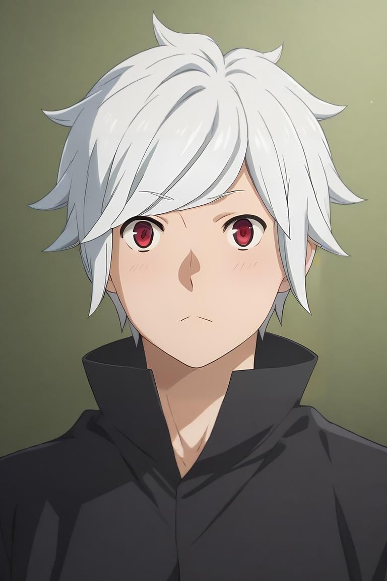 score_9, score_8_up, score_7_up, source_anime, (photorealistic:0.6), looking at viewer, upper body, , 1boy, solo, male focus, <lora:bell_cranel_pony:0.92>, bell_cranel, white hair, red eyes, , , , <lora:sdxl_lightning_8step_lora:1>