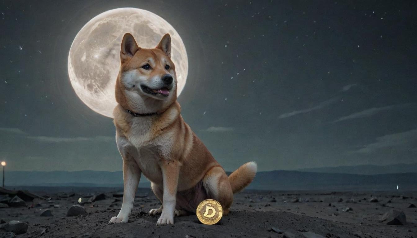 topnotch artstyle "The weight of a lifetime lingers in the quiet of night." dreamy, cinematic, 4k, hdri lighting, atmospheric, gritty, award-winning  dogecoin artstyle, rich on the moon, <lora:Dogecoin artstyle - Trigger is Dogecoin Artstyle:1>