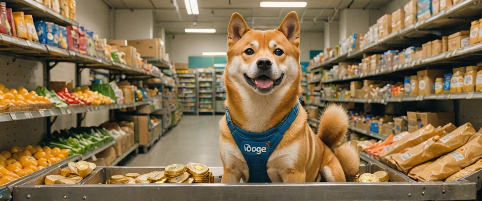 dogecoin artstyle, Grocery store <lora:Dogecoin artstyle - Trigger is Dogecoin Artstyle:1>