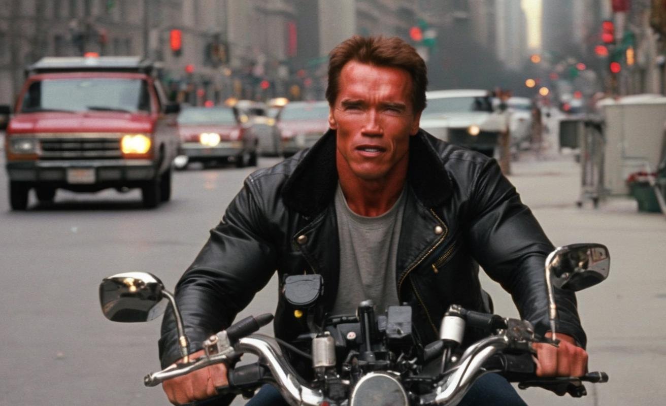 arnold person in a movie filmed on location at Magnificent Mile Lights Festival. BREAK A possessed Calculator harasses him. Dark magic and Carousel . BREAK Helicopter Shot, intricate cinematography, (high quality award winning movie footage:1.17). Key Light <lora:Arnold Schwarzenegger 90s - (Trigger is Arnold Person):1>