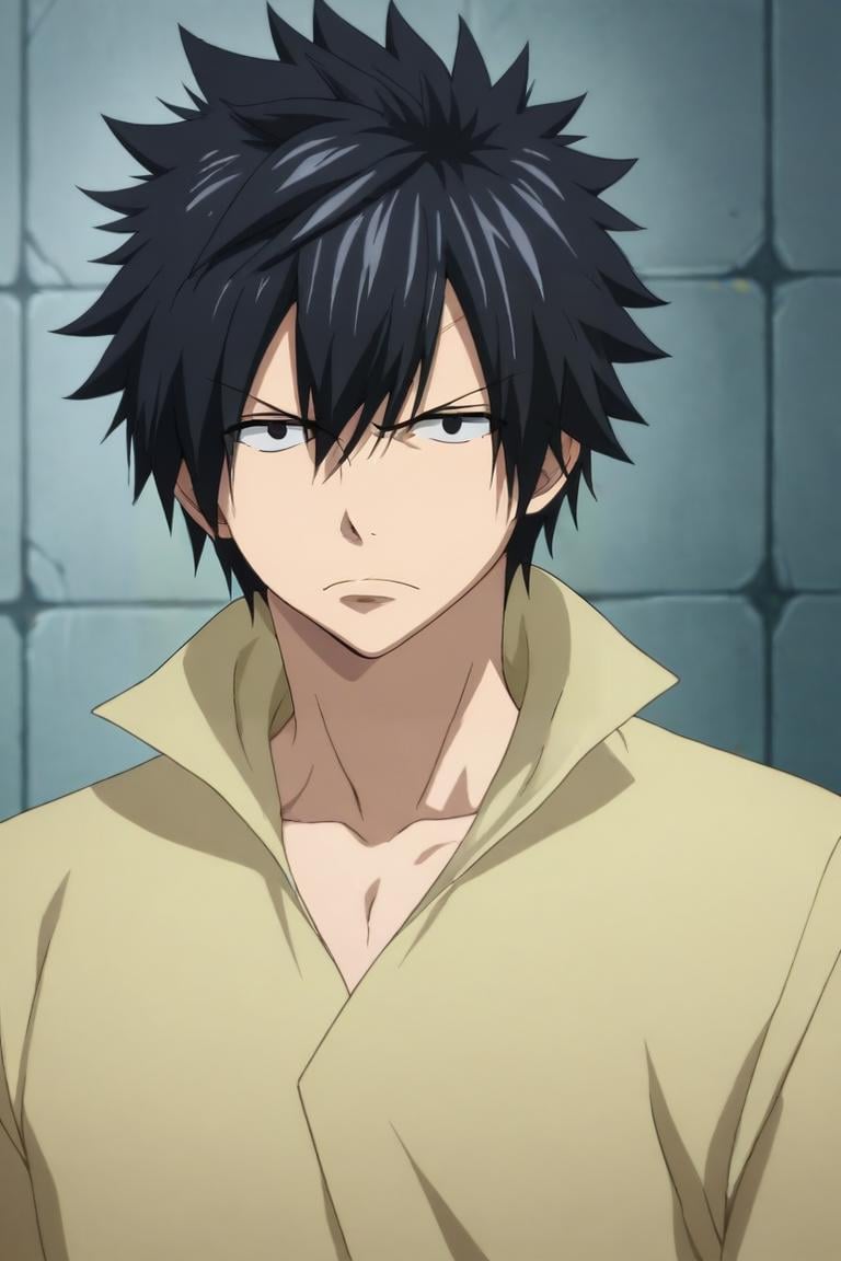 score_9, score_8_up, score_7_up, source_anime, (realistic:0.6), , upper body, depth of field, 1boy, solo, male focus, <lora:gray_fullbuster_pony:0.96>, gray_fullbuster, black hair, black eyes, spiked hair, , ,, science fiction cyber-horror, , <lora:sdxl_lightning_8step_lora:1>