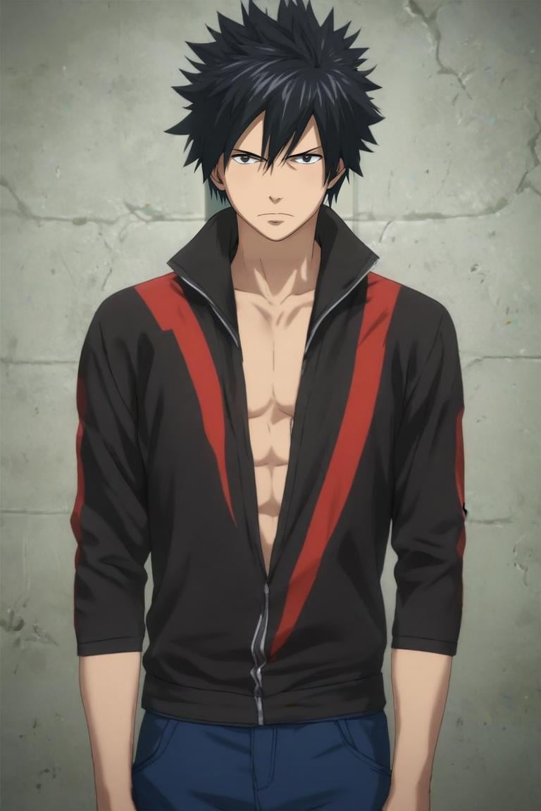 score_9, score_8_up, score_7_up, source_anime, (photorealistic:0.6), looking at viewer, , , 1boy, solo, male focus, <lora:gray_fullbuster_pony:0.82>, gray_fullbuster, black hair, black eyes, spiked hair, , , science fiction hard science fiction, , <lora:sdxl_lightning_8step_lora:1>