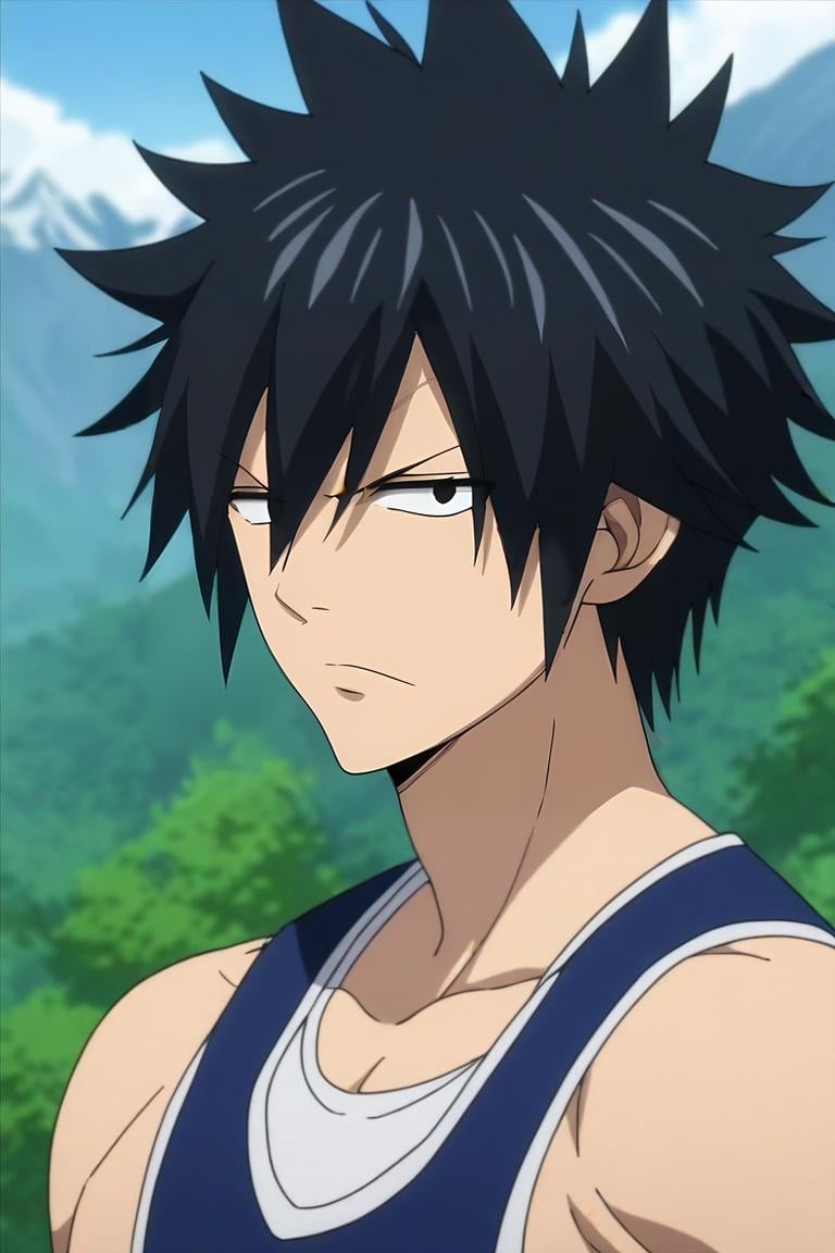 score_9, score_8_up, score_7_up, source_anime, anime screencap, , , looking at viewer, upper body, depth of field, 1boy, solo, male focus, <lora:gray_fullbuster_pony:0.76>, gray_fullbuster, black hair, black eyes, spiked hair, , tank top,, The Mountain of Fire, , <lora:sdxl_lightning_8step_lora:1>