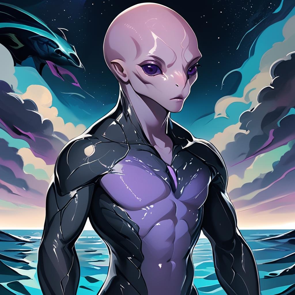 masterpiece,8k,16k,32k,absurd resolution,,high resolution,no pixels,beautiful detailed sky(or any you want) backround,Aquatic race,solo,looking at viewer,1boy,purple eyes,upper body,male focus,colored skin,bald,alien, <lora:Stellaris_Avatar_Portriats_XL8:0.6>