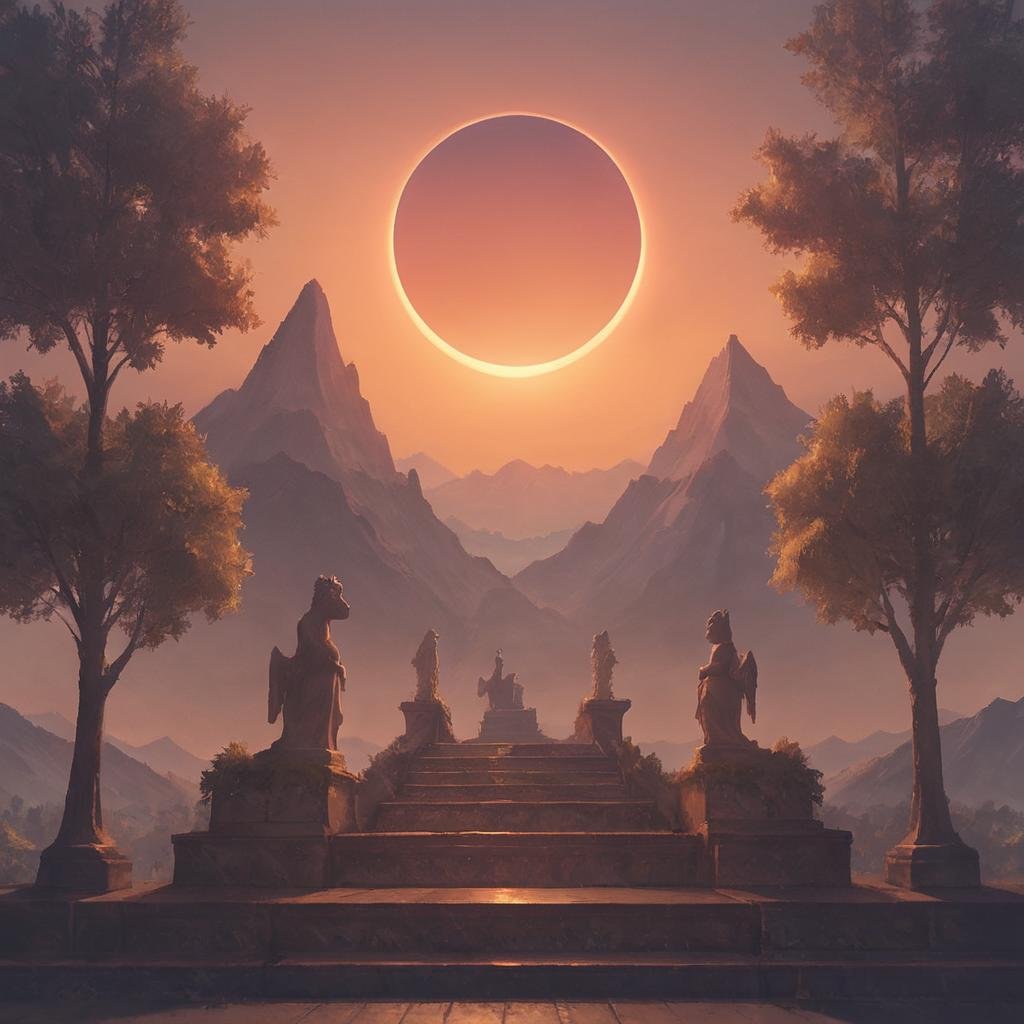 score_9, score_8_up, score_7_up,eclipse,standing,outdoors,sky,tree,moon,scenery,sunset,stairs,mountain,sun,statue,digital art, <lora:EclipsePony:0.4> <lora:add-detail-xl:0.8>