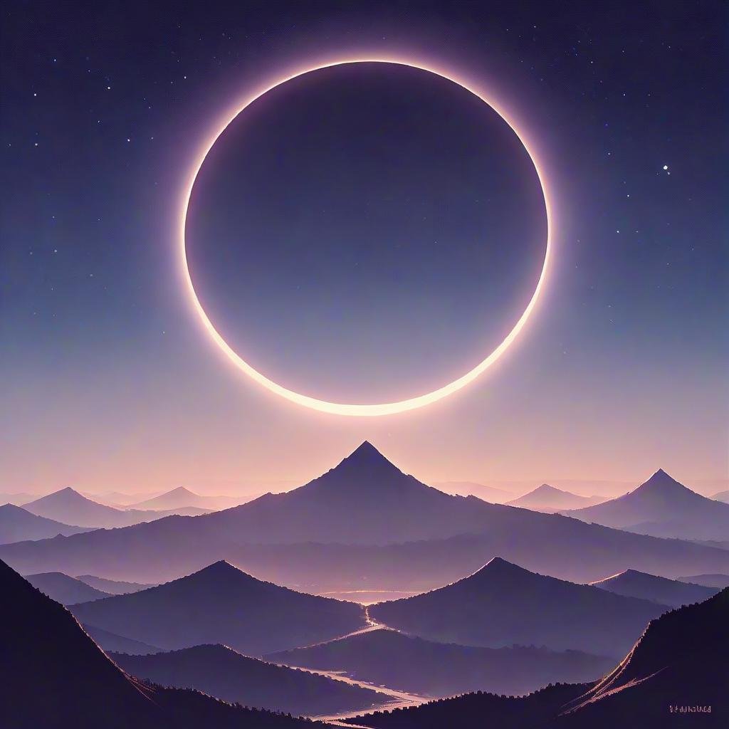 score_9, score_8_up, score_7_up,eclipse,outdoors,sky,no humans,night,moon,star (sky),night sky,scenery,full moon,starry sky,mountain,silhouette,crescent moon,landscape,mountainous horizon,hill ,  <lora:EclipsePony:0.4>