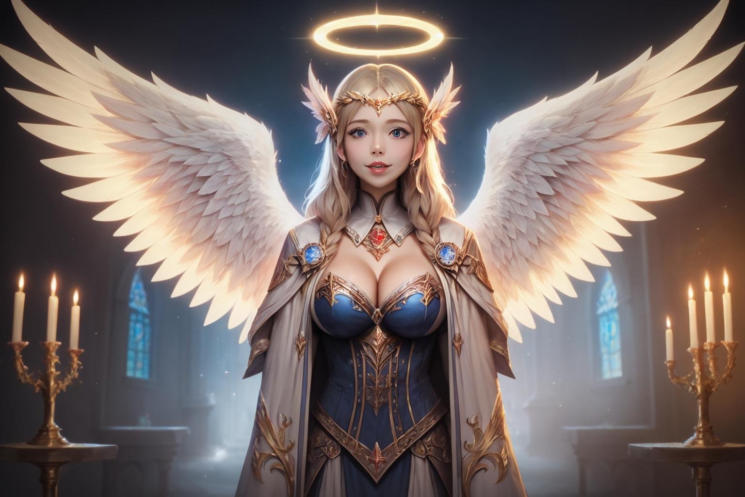 score_9, score_8_up, score_7_up,AngelStyle, realistic, photo shoot ,(valkyrie,paladin:0.6)beautiful design, shiny,((masterpiece, best quality)),big breast,, slim body,angel wings,complex,,korean<lora:Taiwan01:0.6> ,(high quality background is inside night empty ruin church) ,(high details) ,cinematic lighting, <lora:AngelStyle:0.5>, <lora:add-detail-xl:0.8>