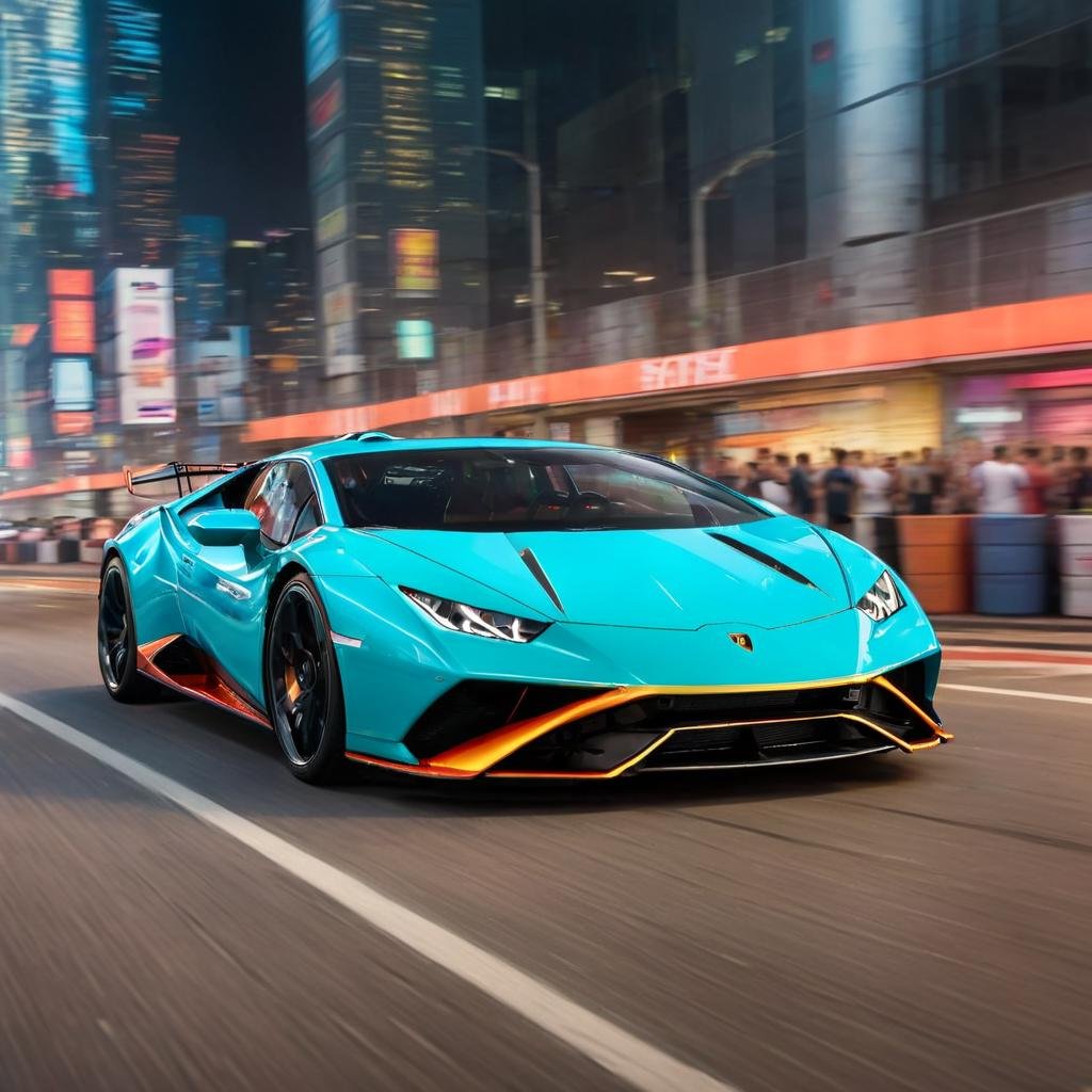 HuracánCar,sports car,masterpiece, <lora:Huracán_XL:0.8>,award winning shot,cyberpunk city street with, hypercar in high speed pursuit, chromatic blur, chromatic aberration