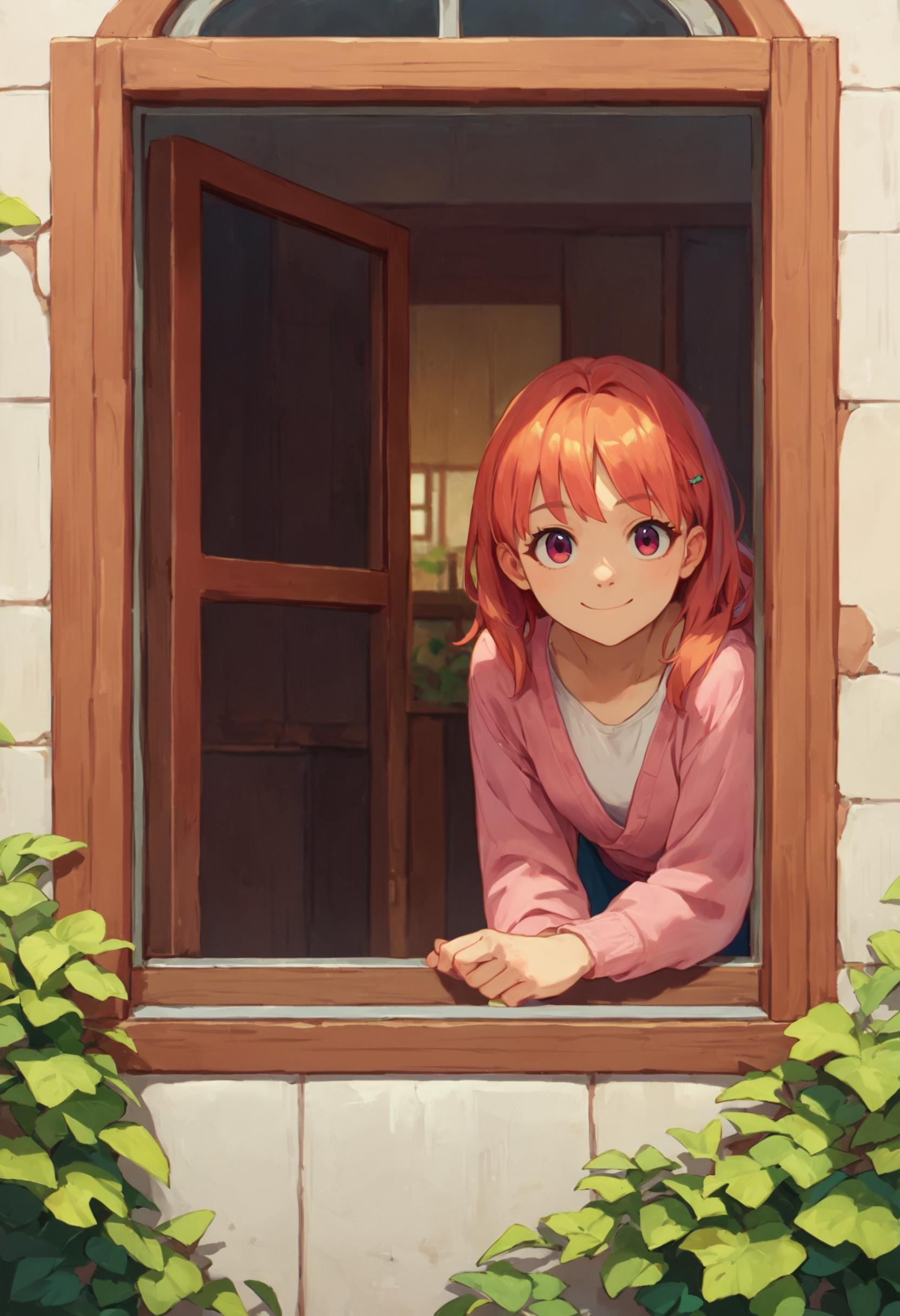 score_9_up score_8_up score_7_up, source_anime, 1girl, smile, from outside window, open window, leaning forward, looking at viewer<lora:from_outside_window_24re_pony_2_d4:1>