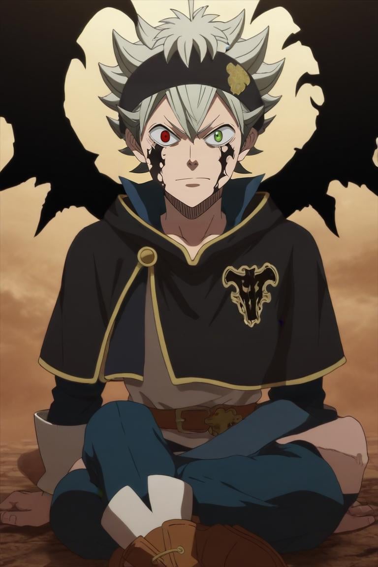 score_9, score_8_up, score_7_up, source_anime, semi-realistic, , upper body, , 1boy, solo, male focus, <lora:asta_black_clover_pony:0.94>, asta_black_clover, , , facial mark, demon form, red eyes, heterochromia, demon wing, , The Vale of Shadows: A dark and foreboding valley where no sunlight ever penetrates, Sitting with legs crossed, appearing relaxed and open-minded, <lora:sdxl_lightning_8step_lora:1>