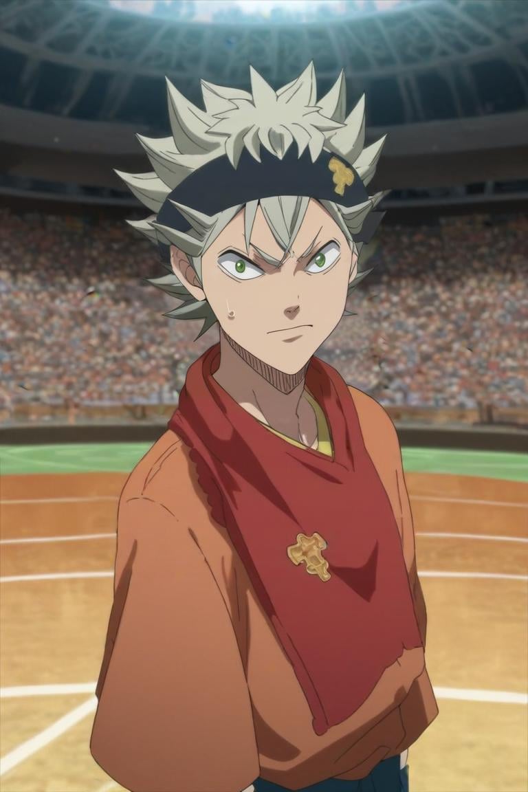 score_9, score_8_up, score_7_up, source_anime, semi-realistic, , , depth of field, 1boy, solo, male focus, <lora:asta_black_clover_pony:0.86>, asta_black_clover, grey hair, green eyes, spiked hair, , , , colosseum, , <lora:sdxl_lightning_8step_lora:1>