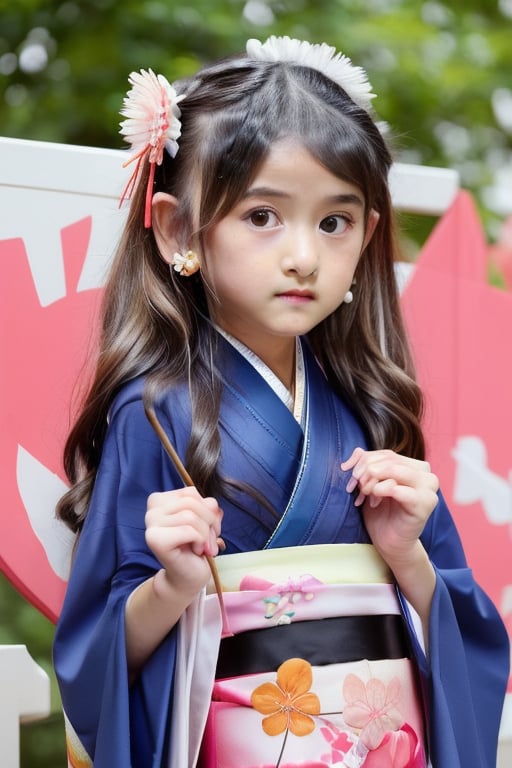 (((Sherman))),(((8yo))),(((kimono))),(long hair),1girl, solo, brown hair, black hair, navel, jewelry, earrings, black eyes,, lips,(((loli, (petite),realistic,infantilism,slim, model))),Sherman, 