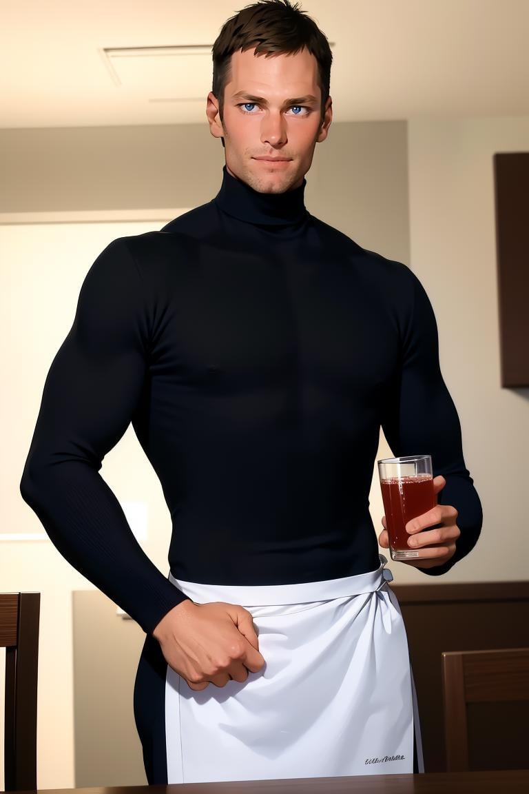 (masterpiece,  best quality:1.2),  man,  smirk,  (depth of field:1.1),  photo of person,  turtleneck shirt,  apron,  bara,  kitchen, ((medium shot)),  holding cup of water,  masterpiece,  highness,  perfect face,  perfect picture,  detailed eyes,  sharp focus, High detailed view,<lora:EMS-302033-EMS:1.000000>