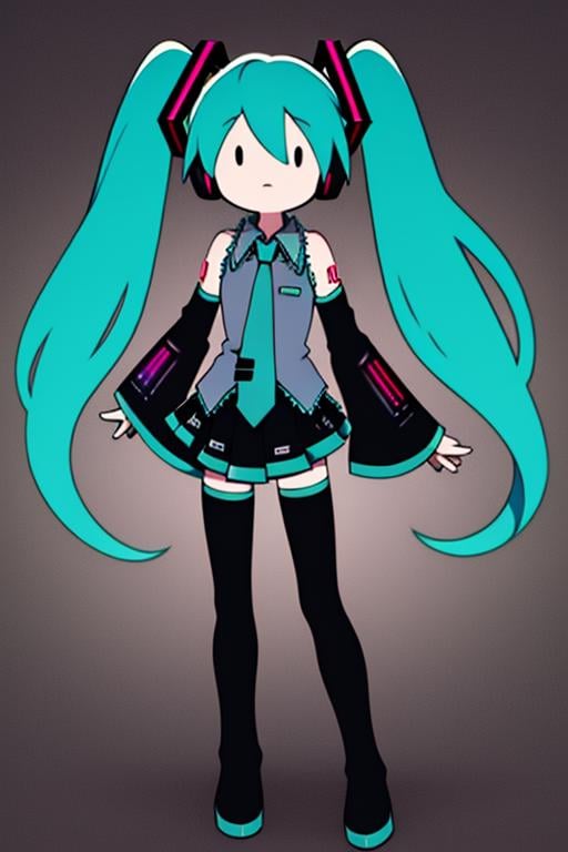 <lora:avt-10:1>, avt, hatsune miku, full body, skinny, detailed background, masterpiece, best quality